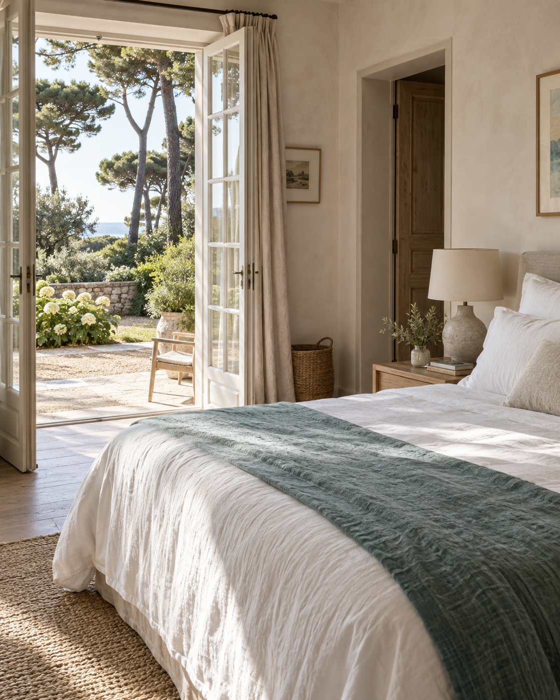 Visuel d’ambiance : chambre préparée dans une maison française