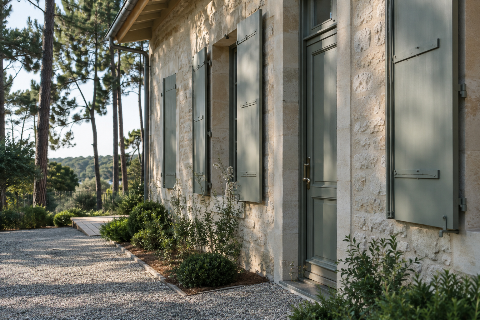 Illustration d’une maison au milieu des pins